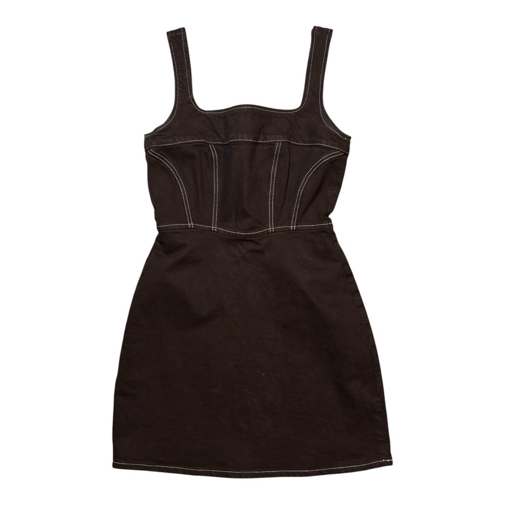 REFORMATION JEANS DAVIES BUSTIER Women Brown Organic Cotton Denim Mini Dress 4